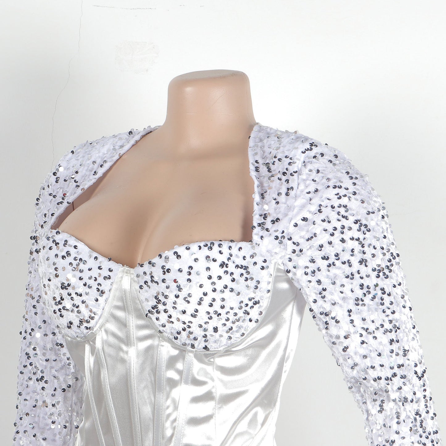 women's sheath dress party dress elegant collarless sequins long sleeve solid color above knee banquet party