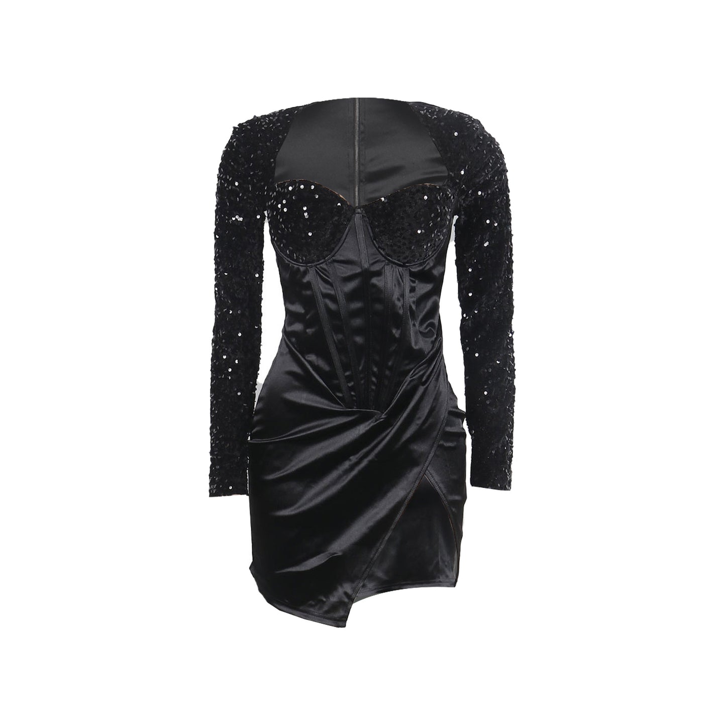 women's sheath dress party dress elegant collarless sequins long sleeve solid color above knee banquet party