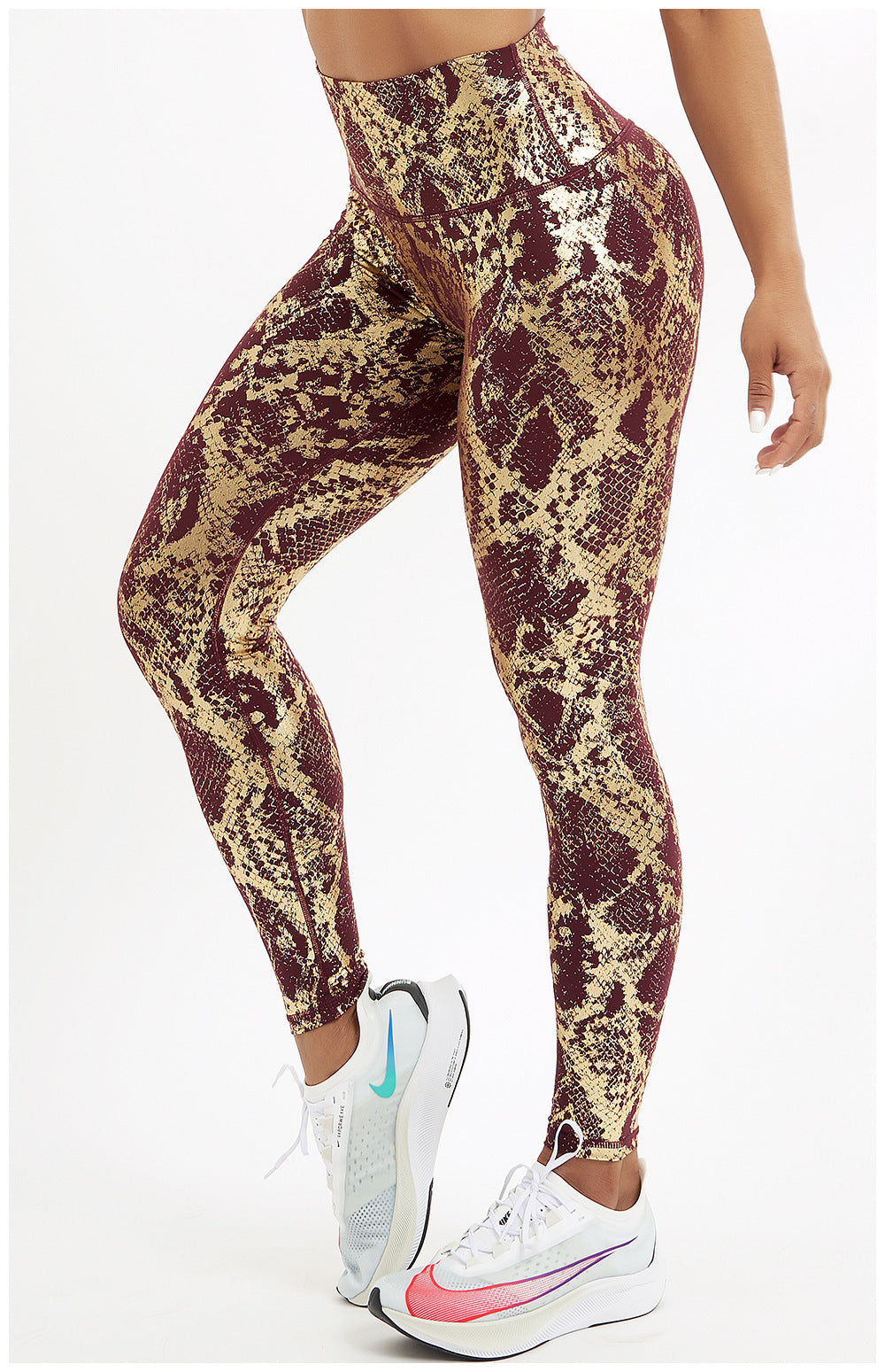 sports snakeskin nylon hemp blend active bottoms leggings