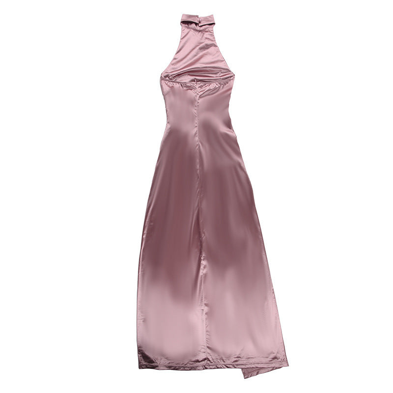 women's party dress elegant sexy standing collar sleeveless solid color maxi long dress banquet party