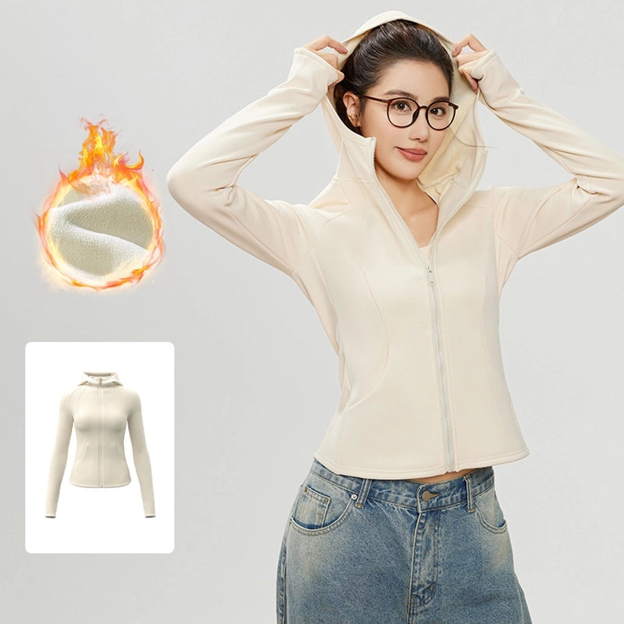 Sports Solid Color Spandex Polyester Standing Collar Active Tops