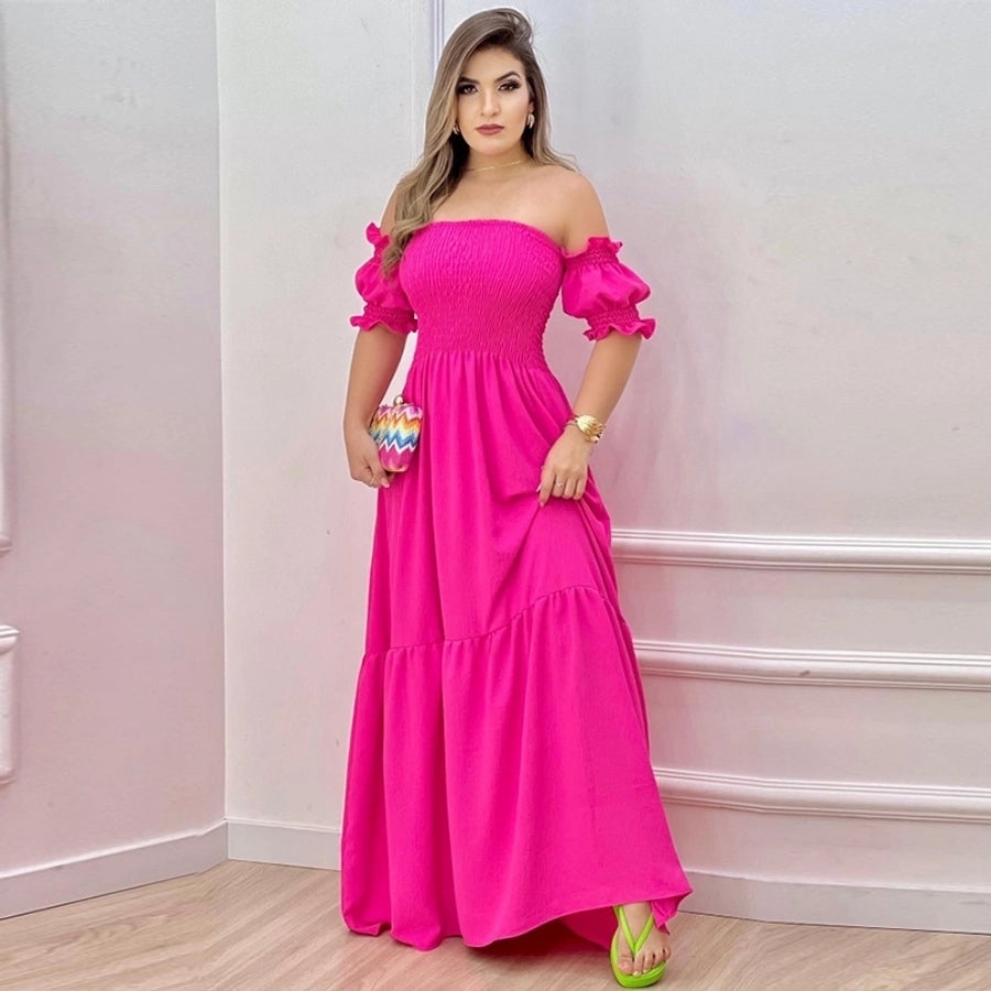 women's tiered skirt vintage style boat neck printing short sleeve leopard maxi long dress street