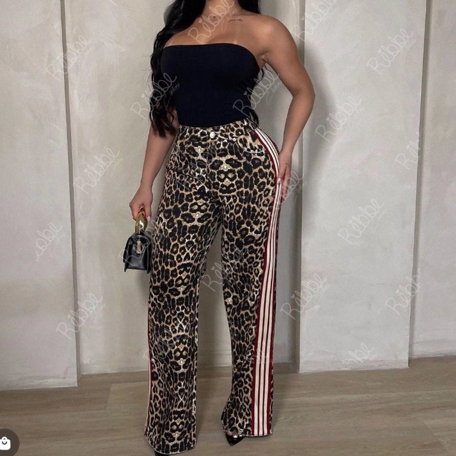 Women's Daily Casual Leopard Full Length Casual Pants