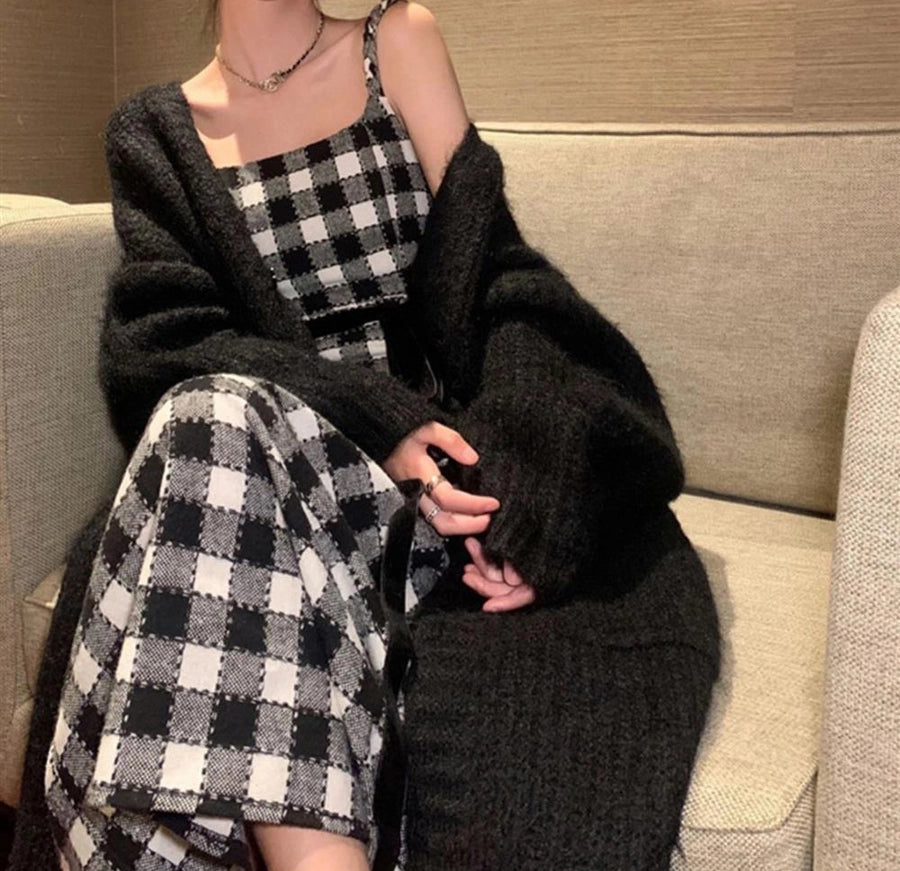 Korean Style Lazy Style Sweater Coat Autumn and Winter New Loose plus size Thickened Long   Knitted Cardigan for Women