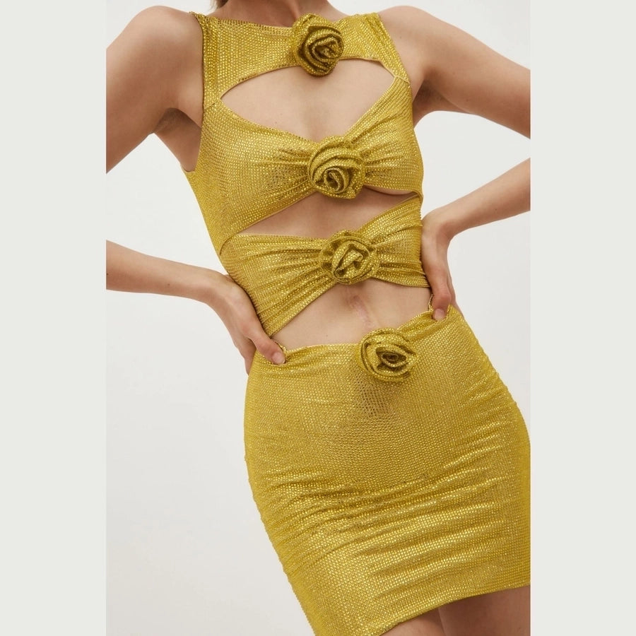 women's party dress sexy round neck sleeveless solid color above knee daily