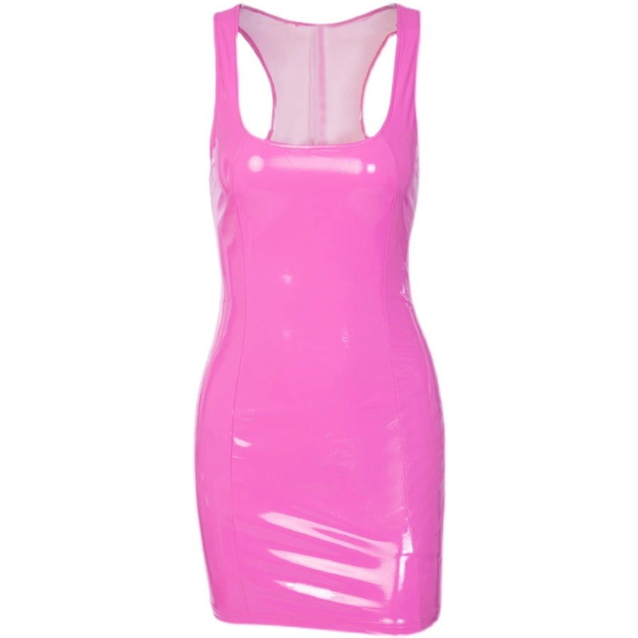 women's sheath dress sexy u neck sleeveless solid color above knee nightclub