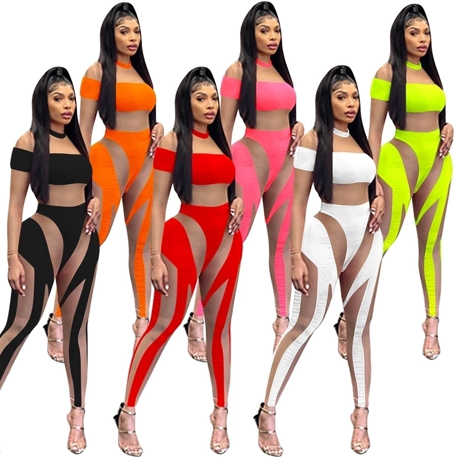 women's holiday party selfie sexy color block full length zipper see-through jumpsuits