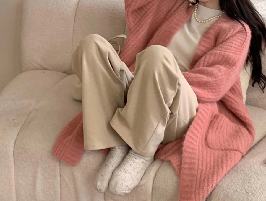 Korean Style Lazy Style Sweater Coat Autumn and Winter New Loose plus size Thickened Long   Knitted Cardigan for Women
