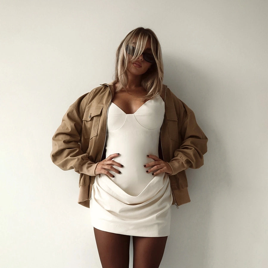 Women's Sheath Dress Sexy V Neck Sleeveless Solid Color Above Knee Holiday Travel