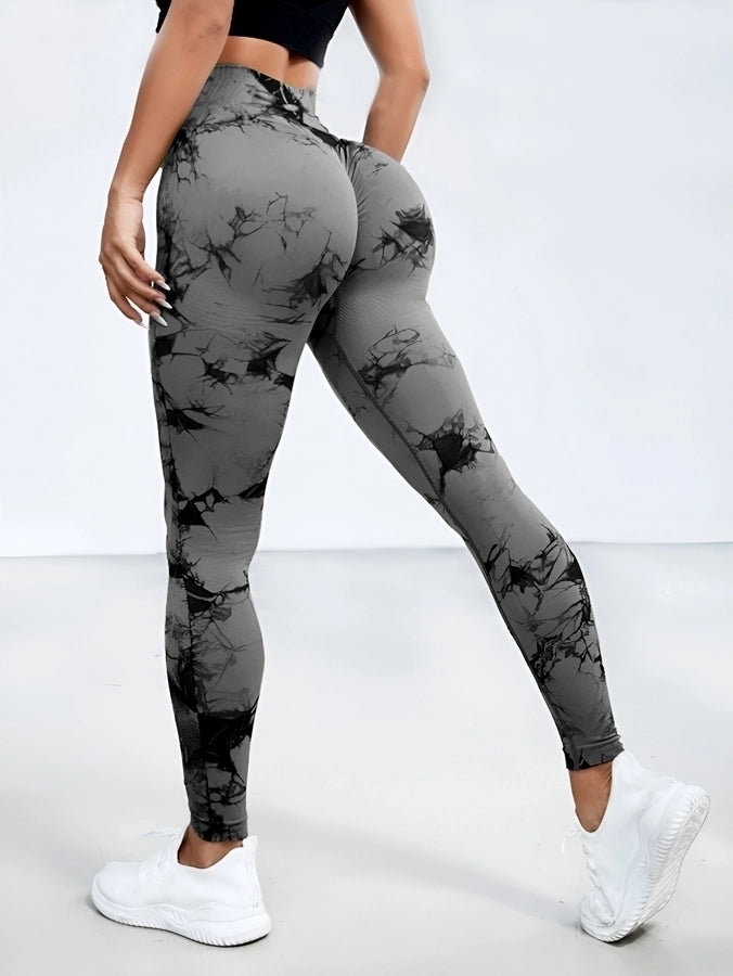 sports tie dye nylon active bottoms leggings