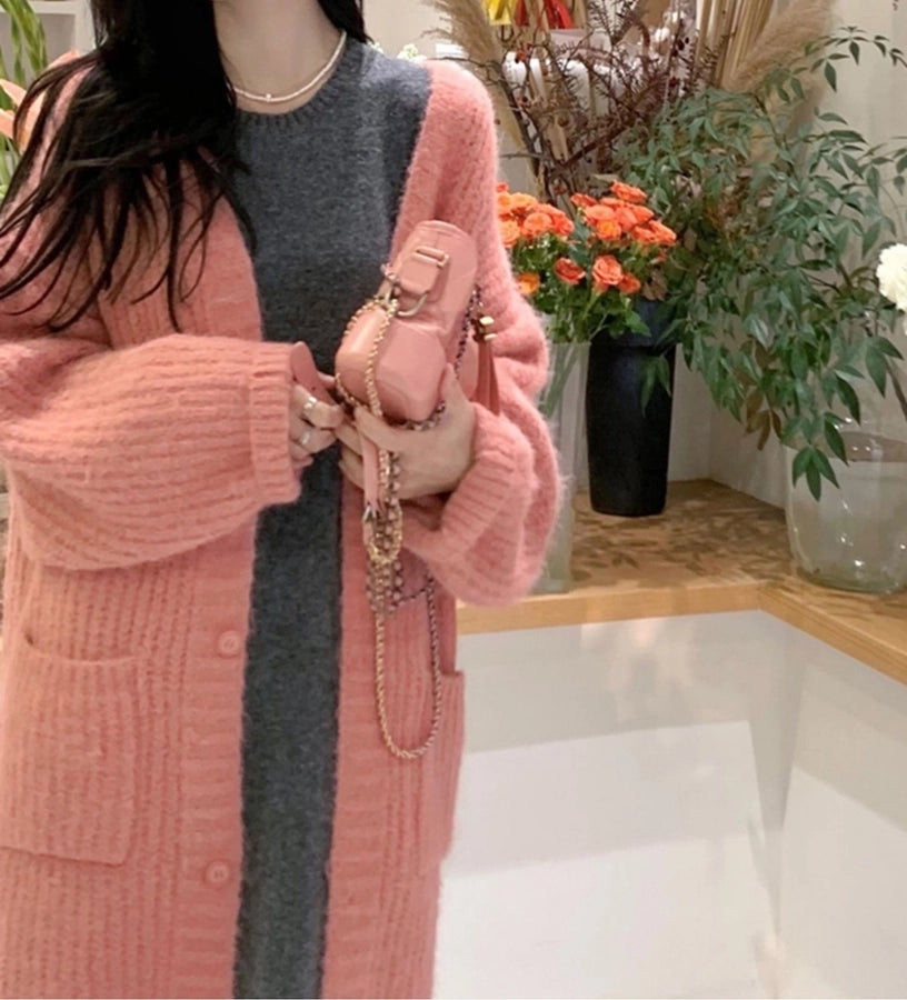 Korean Style Lazy Style Sweater Coat Autumn and Winter New Loose plus size Thickened Long   Knitted Cardigan for Women