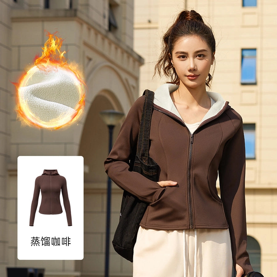 Sports Solid Color Spandex Polyester Standing Collar Active Tops