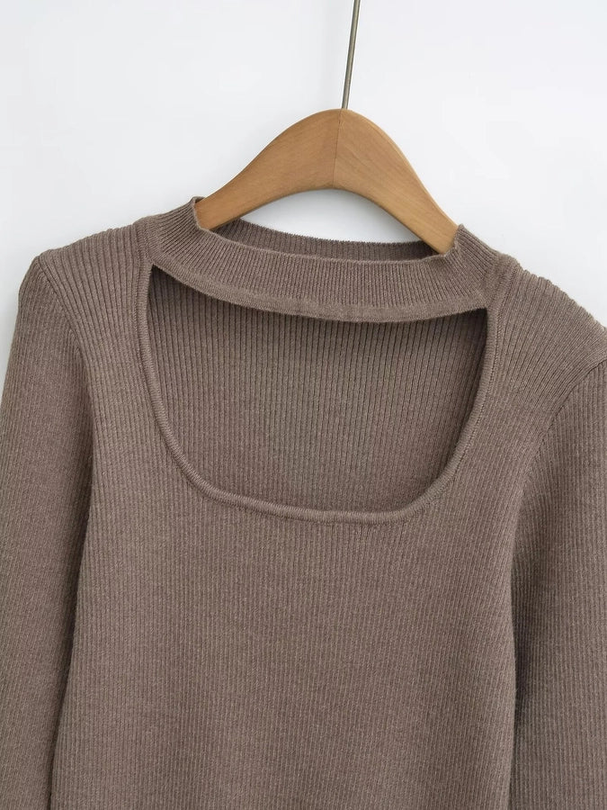 Women's Sweater Long Sleeve Sweaters & Cardigans Hollow Out Elegant Stripe