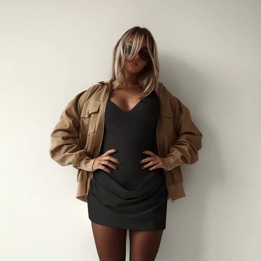 Women's Sheath Dress Sexy V Neck Sleeveless Solid Color Above Knee Holiday Travel