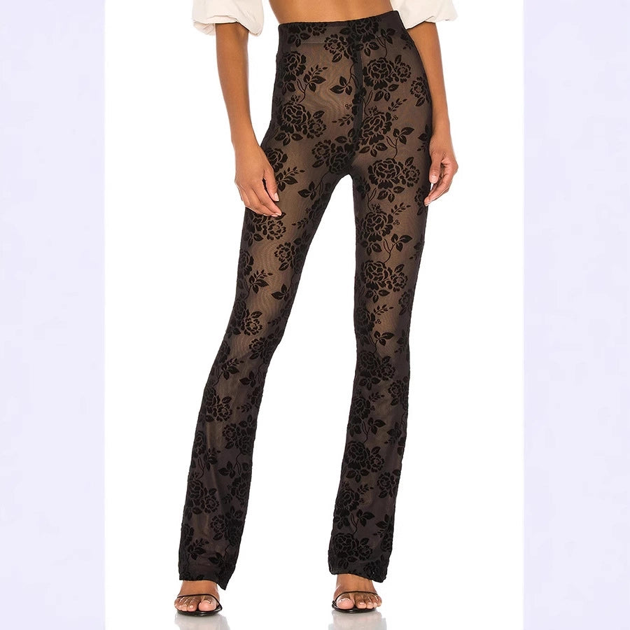Women's Daily Casual Flower Full Length Lace Casual Pants