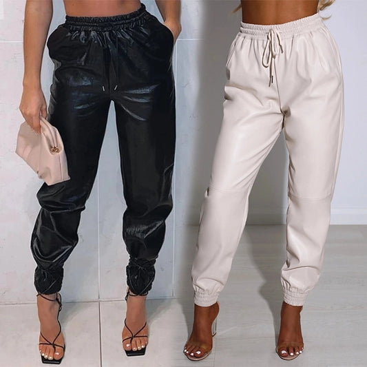 women's street simple style solid color full length casual pants harem pants