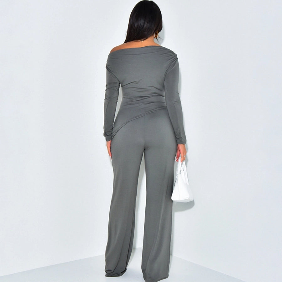 Holiday Women's Streetwear Solid Color Spandex Polyester Pants Sets Pants Sets