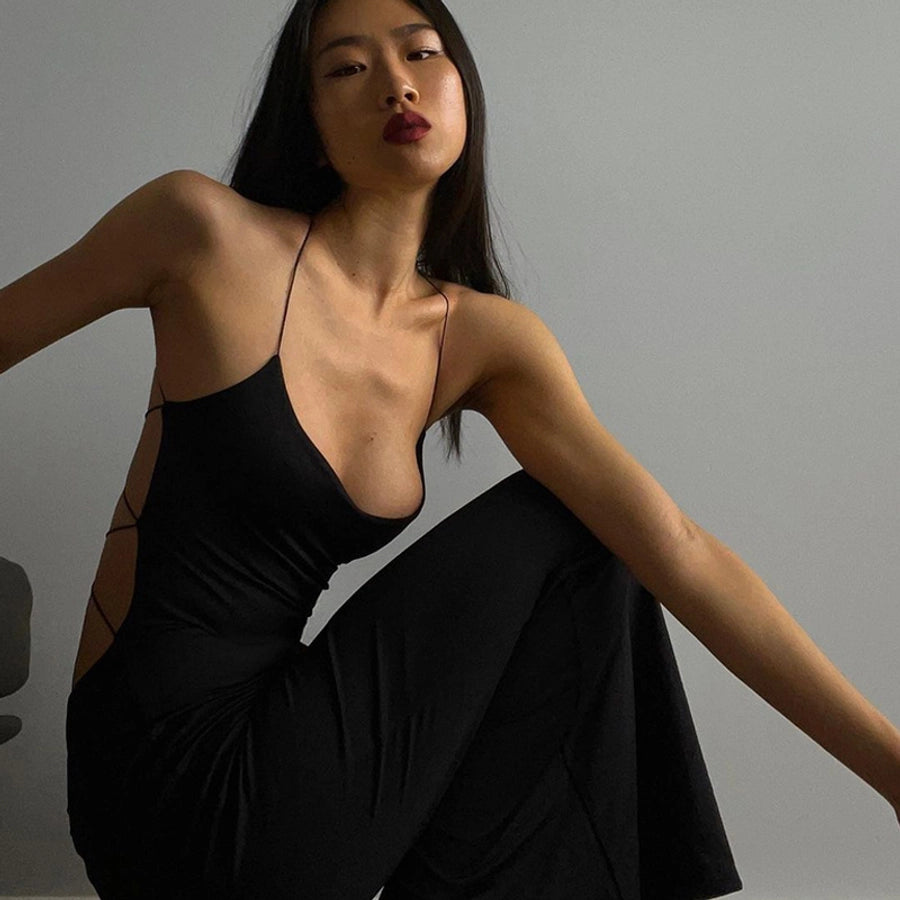 Women's Sheath Dress Sexy U Neck Backless Sleeveless Solid Color Maxi Long Dress Holiday Travel