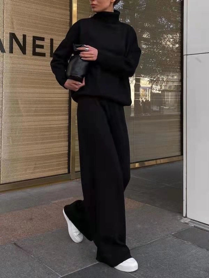 women's casual solid color cotton blend spandex pants sets