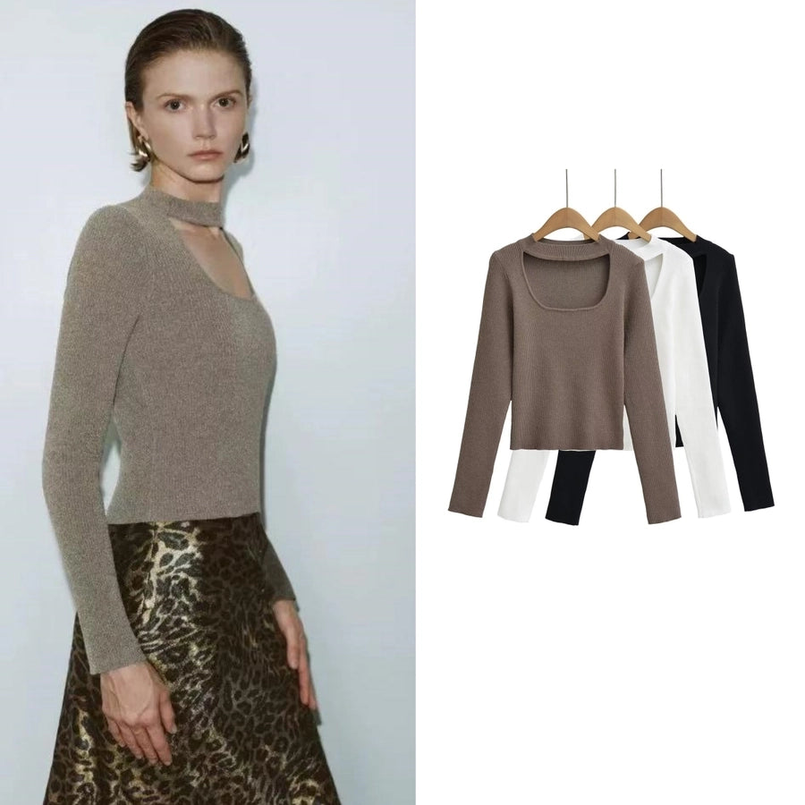 Women's Sweater Long Sleeve Sweaters & Cardigans Hollow Out Elegant Stripe