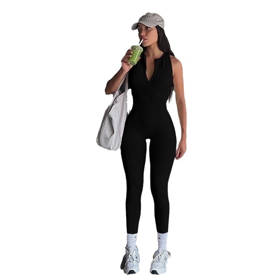 Women's Fitness Gym Yoga Simple Style Sports Solid Color Full Length Jumpsuits