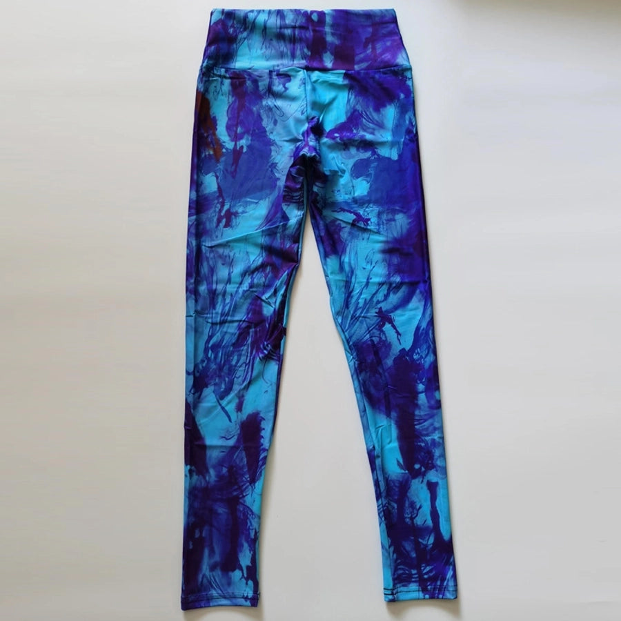sports printing tie dye chlorinated fiber polyester active bottoms leggings