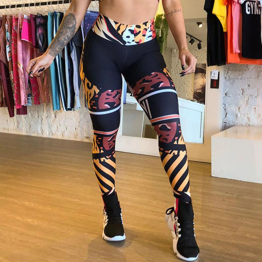 fitness printing chlorinated fiber polyester printing active bottoms jogger pants