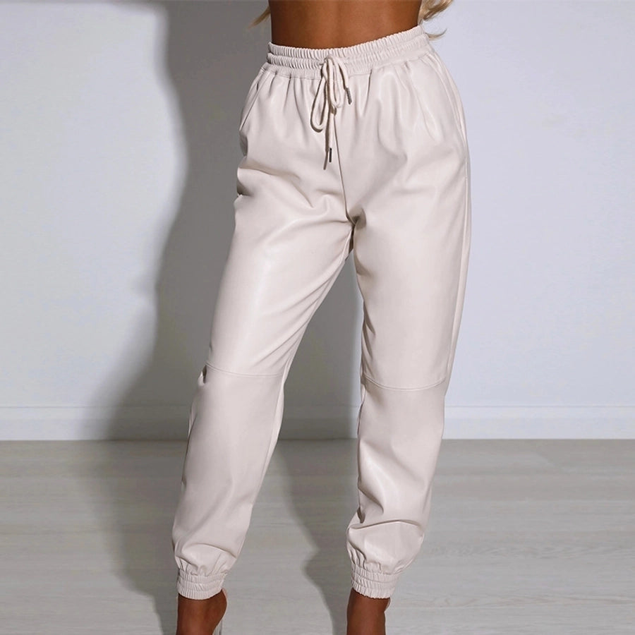 women's street simple style solid color full length casual pants harem pants