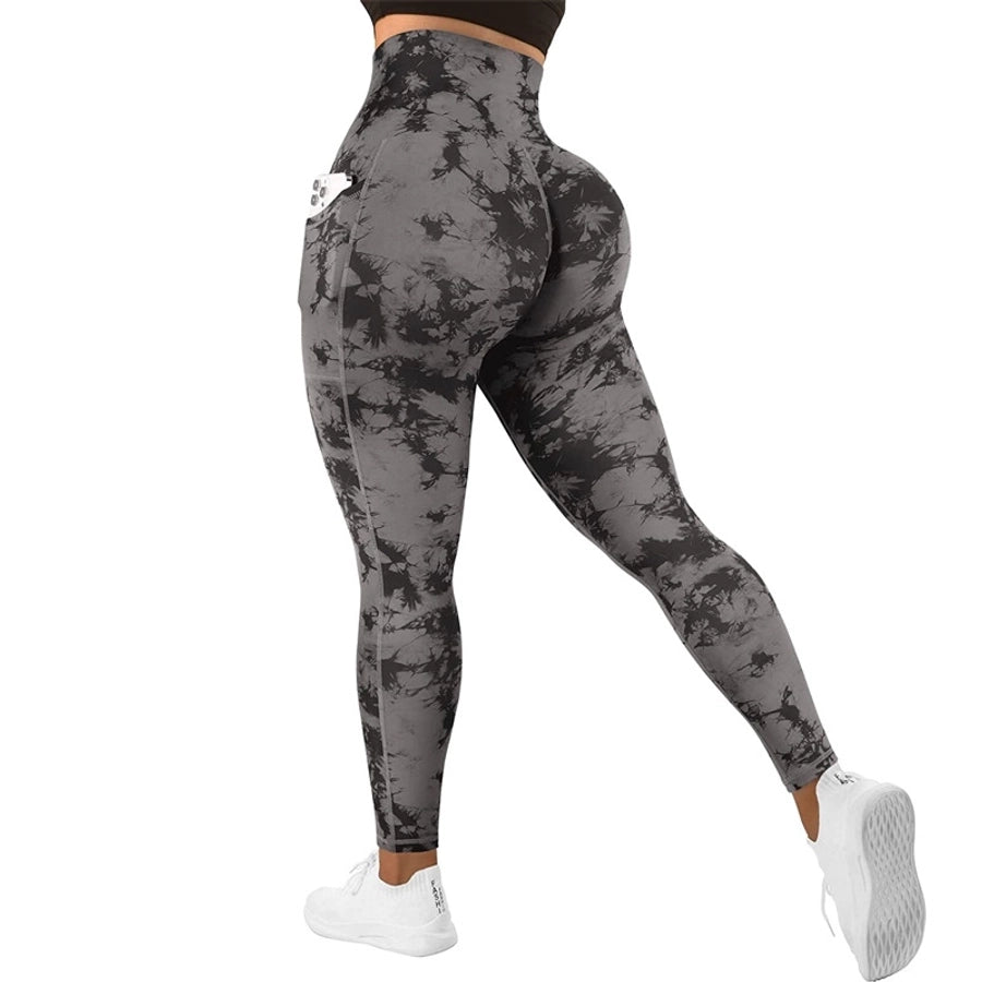 women's sports tie dye polyester active bottoms leggings