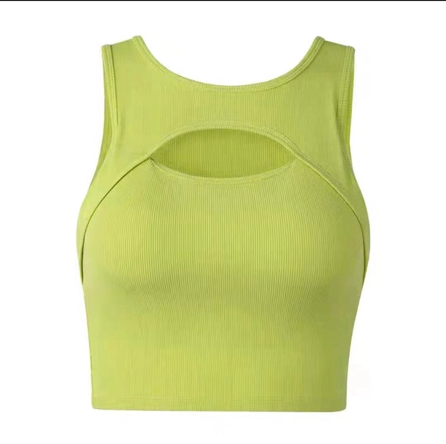 Women's Simple Style Solid Color Nylon U Neck Active Tops Vest