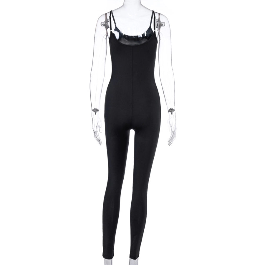 fashion simple solid color yoga sports jumpsuit women