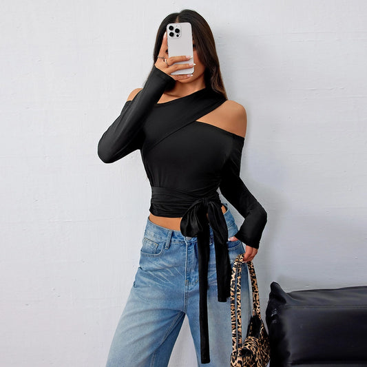 Women's T-shirt Long Sleeve Blouses Asymmetrical Casual Solid Color