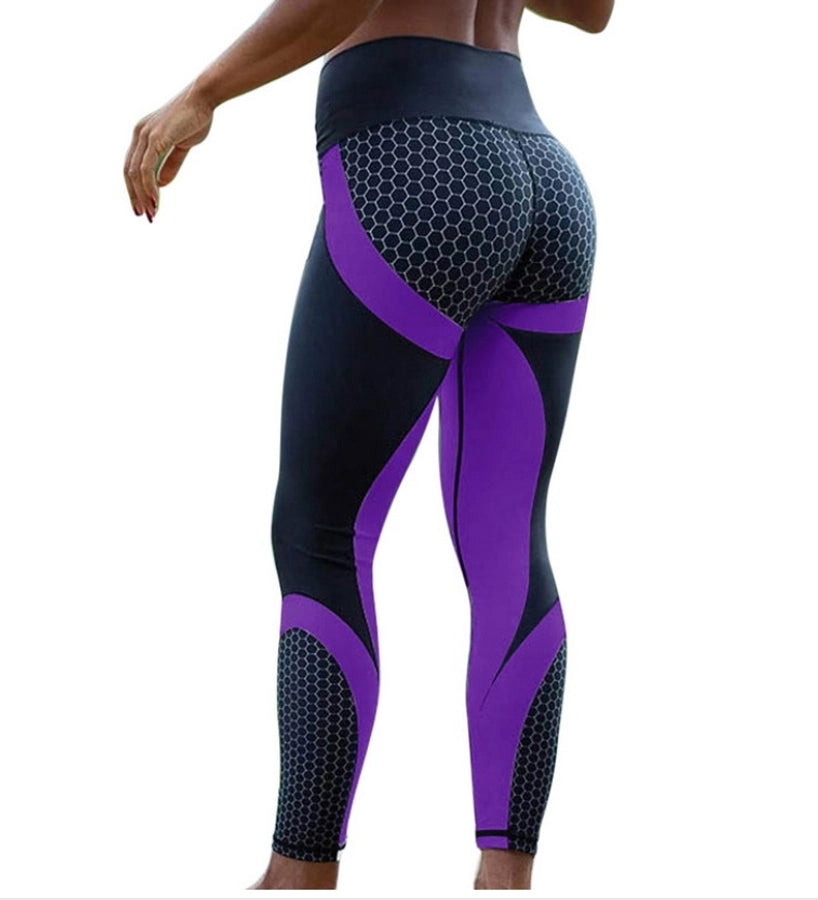 fashion color block polyester printing active bottoms leggings
