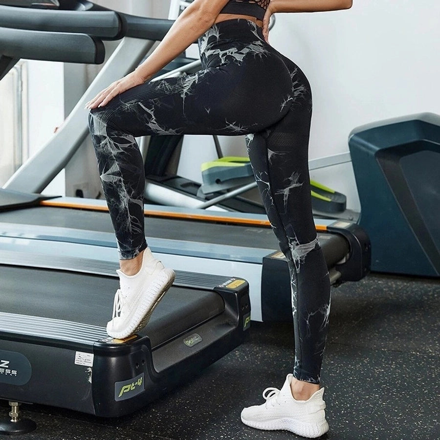 sexy sports tie dye spandex polyester active bottoms skinny pants