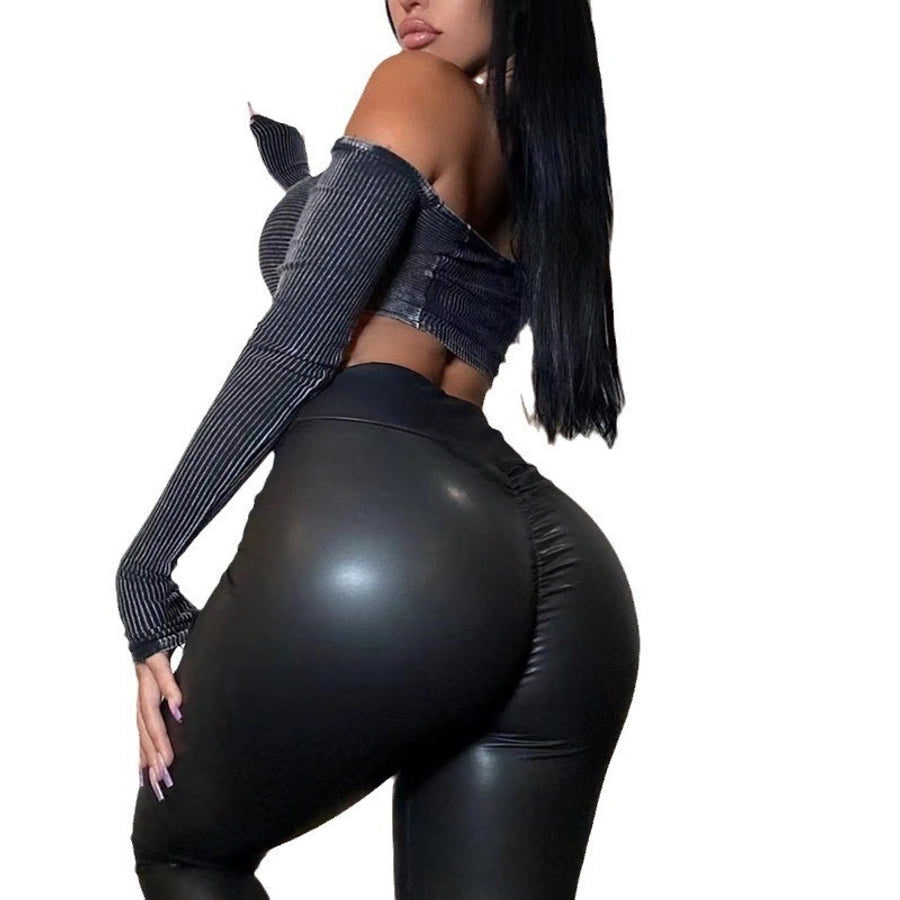 women's street sexy solid color ankle-length leggings