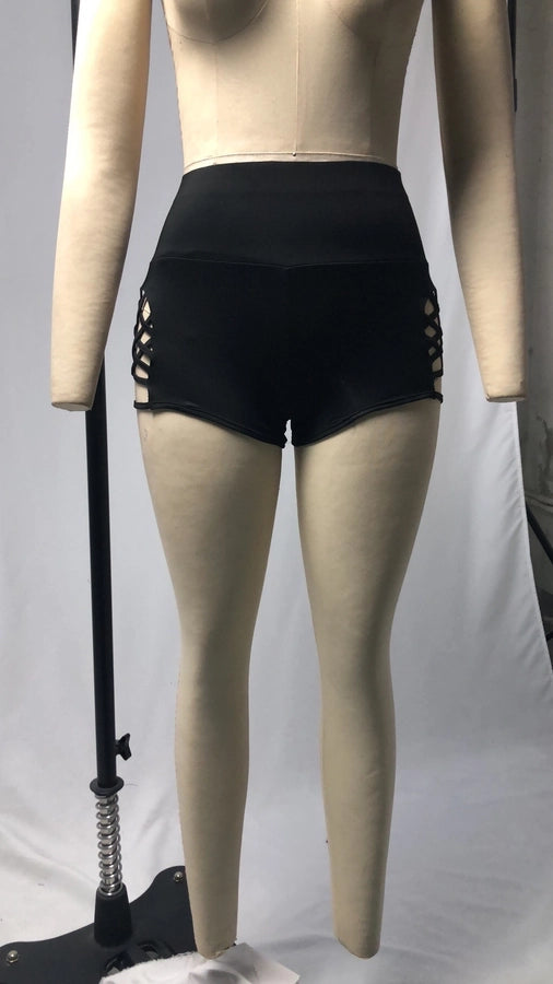 Shorts  Woven Hollow Sexy Strap Yoga Base Elastic Sports Fitness Hot Pants for Women