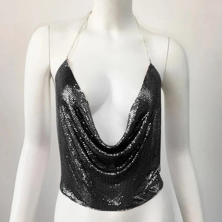 Women's Vest Tank Tops Sequins Streetwear Solid Color