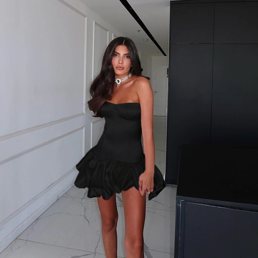 Women's Sheath Dress Elegant Sexy Strapless Backless Sleeveless Solid Color Short Mini Dress Wedding Cocktail Party