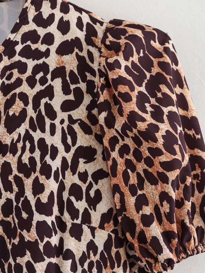 Women's Blouse Short Sleeve Blouses Printing Sexy Streetwear Leopard