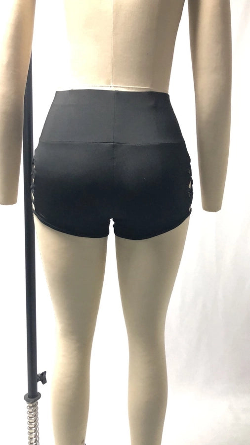 Shorts  Woven Hollow Sexy Strap Yoga Base Elastic Sports Fitness Hot Pants for Women