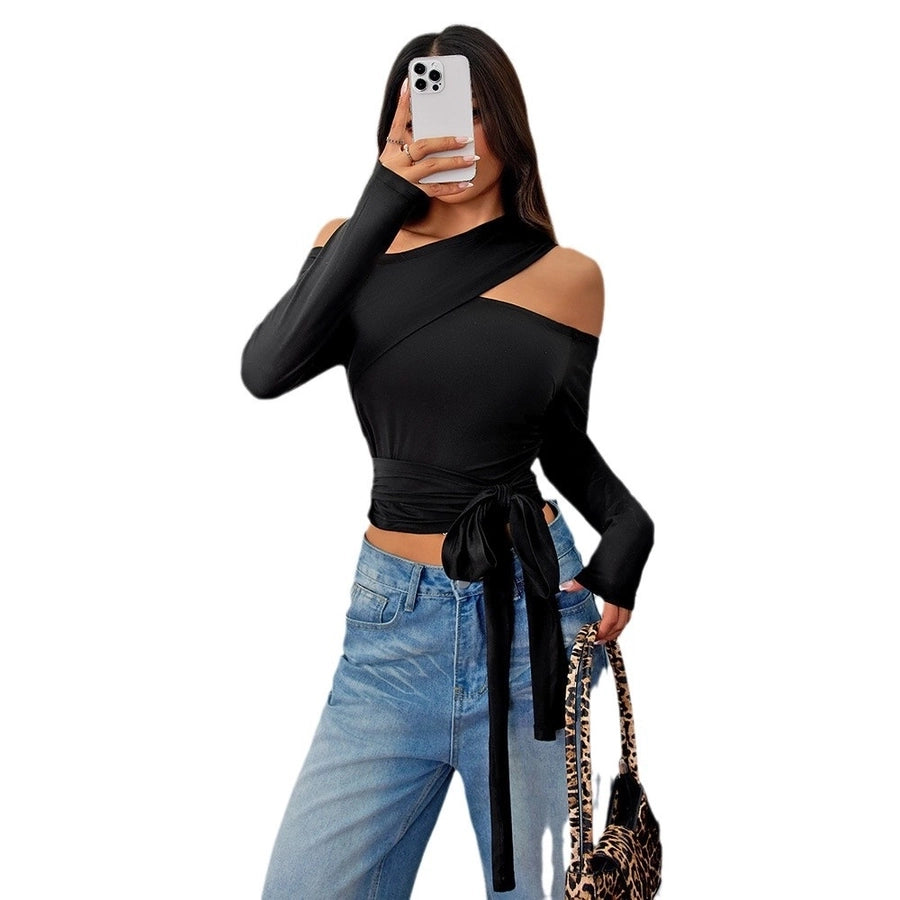 Women's T-shirt Long Sleeve Blouses Asymmetrical Casual Solid Color