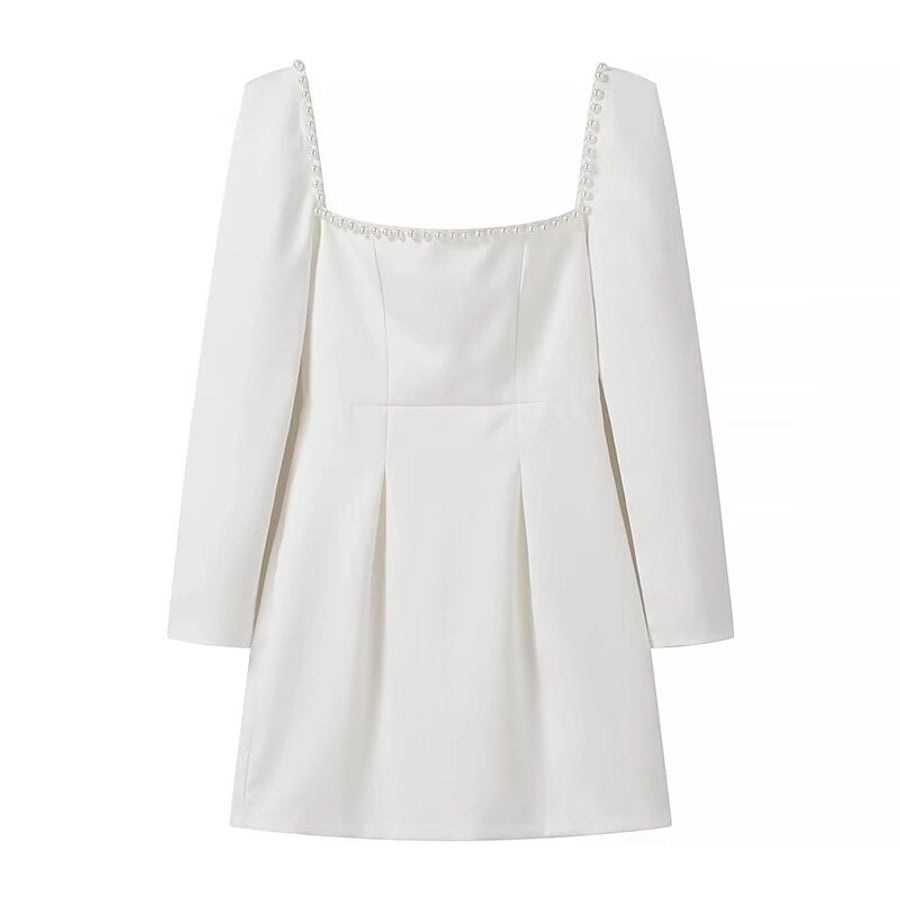 Women's Sheath Dress Elegant Square Neck Long Sleeve Round Dots Above Knee Holiday Daily