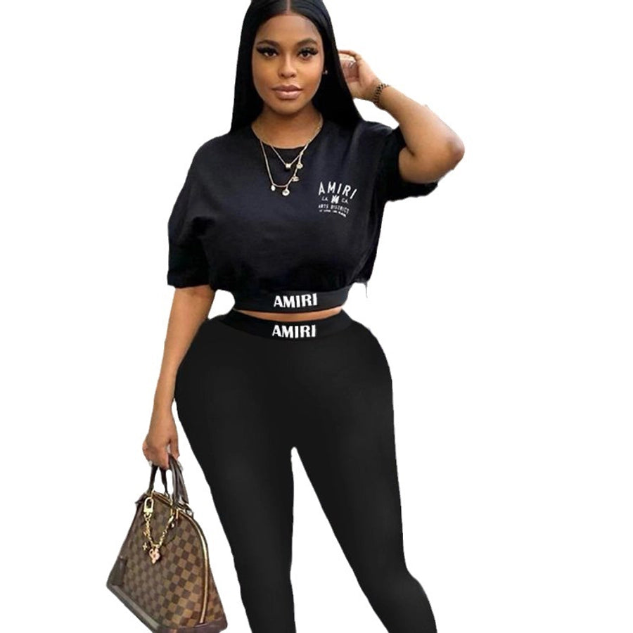 Holiday Women's Streetwear Letter Polyester Pants Sets Pants Sets