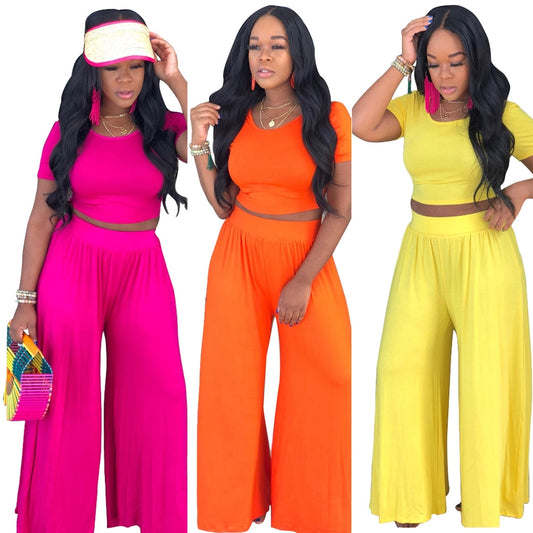 women's casual solid color spandex pants sets