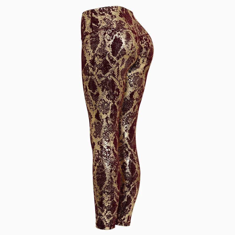 sports snakeskin nylon hemp blend active bottoms leggings