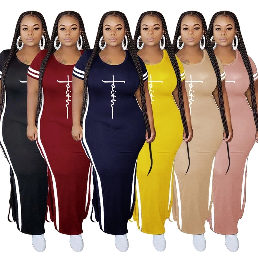 sheath dress commute round neck patchwork short sleeve color block midi dress holiday