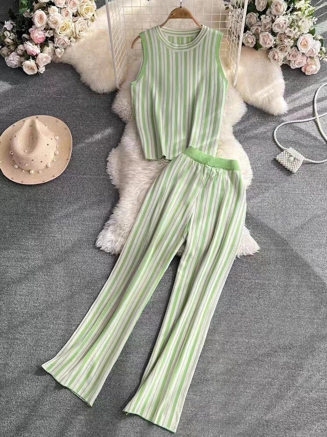 Daily Women's Casual Stripe Polyester Pants Sets Pants Sets