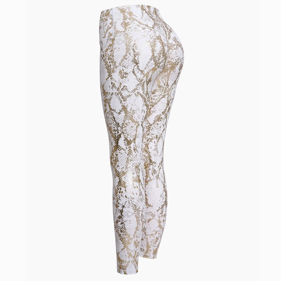 sports snakeskin nylon hemp blend active bottoms leggings