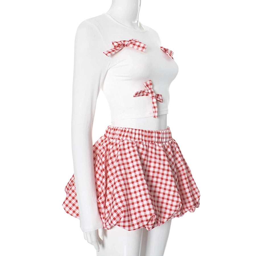 Holiday Women's Streetwear Bow Knot Spandex Polyester Milk Fiber Skirt Sets Skirt Sets