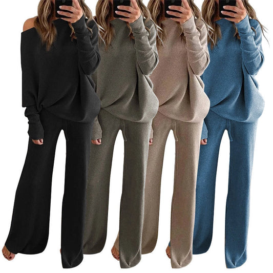 women's casual solid color cotton blend polyester patchwork leisure suit